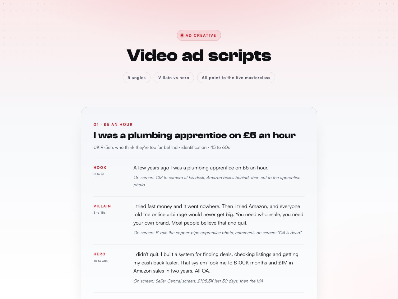 Ad creative scripts preview